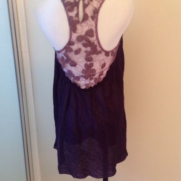 FREE PEOPLE Purple Lace Sequin Racerback Tank S - Picture 6 of 8